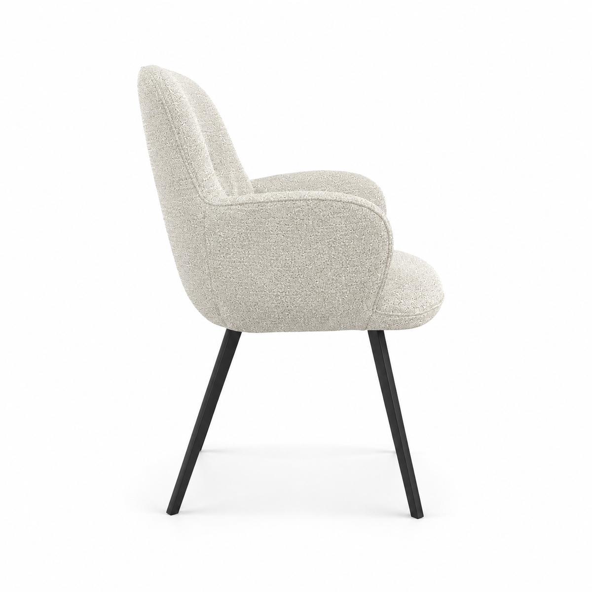 Mancini Dining Chair - Cream Oasis 01 Fabric - Black Metal Legs