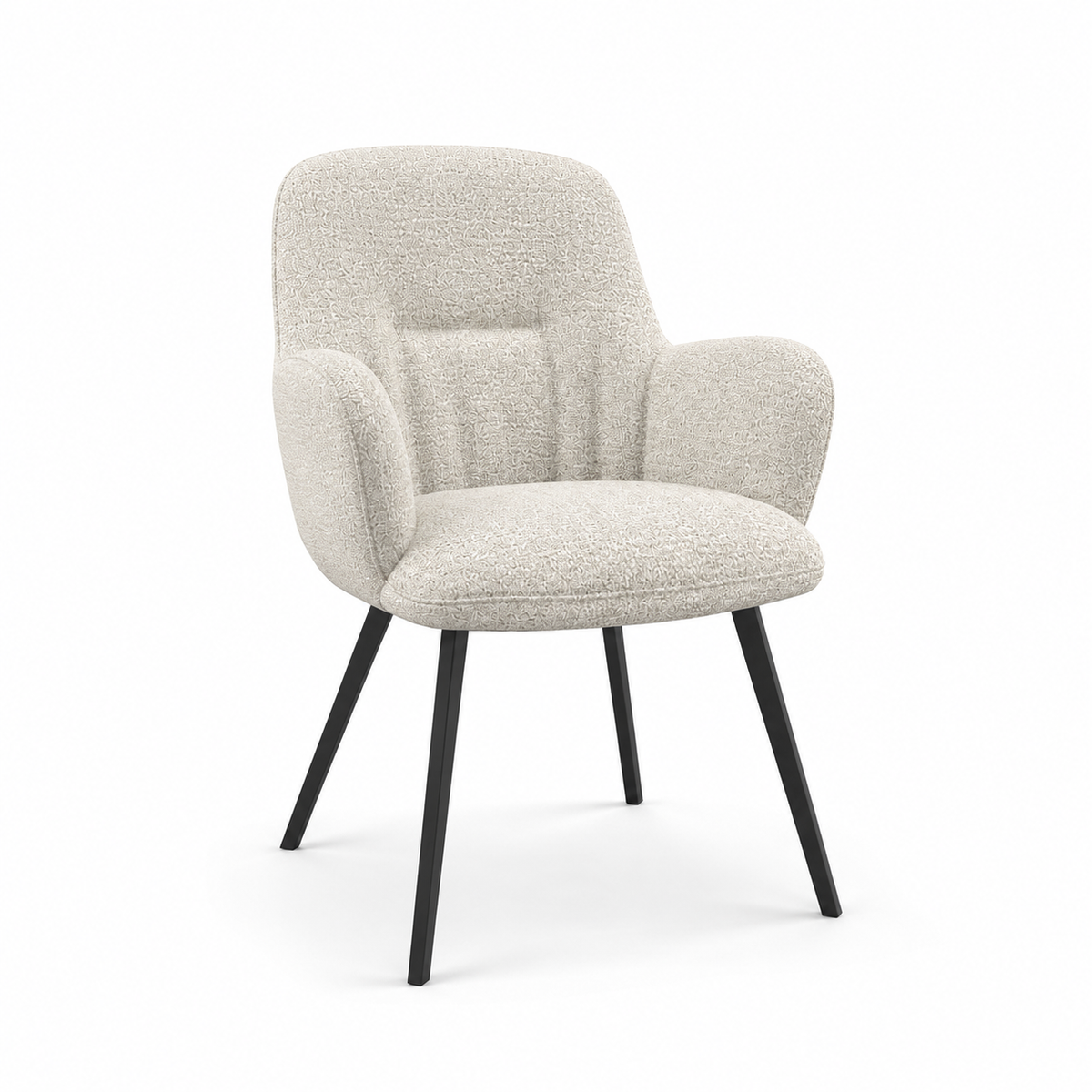 Mancini Dining Chair - Cream Oasis 01 Fabric - Black Metal Legs