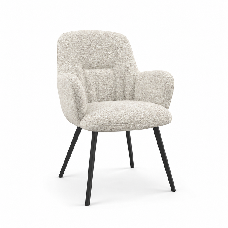 Mancini Dining Chair - Cream Oasis 01 Fabric - Black Metal Legs