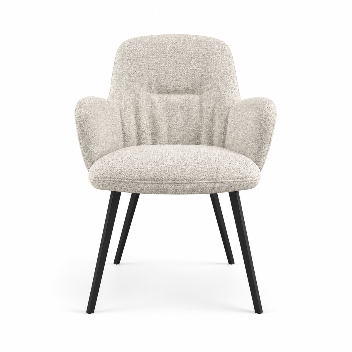 Mancini Dining Chair - Cream Oasis 01 Fabric - Black Metal Legs