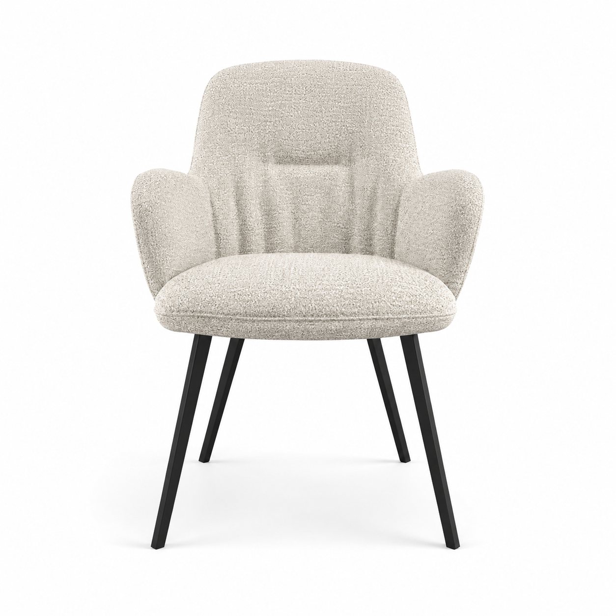 Mancini Dining Chair - Cream Oasis 01 Fabric - Black Metal Legs