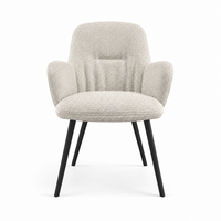 Mancini Dining Chair - Cream Oasis 01 Fabric - Black Metal Legs
