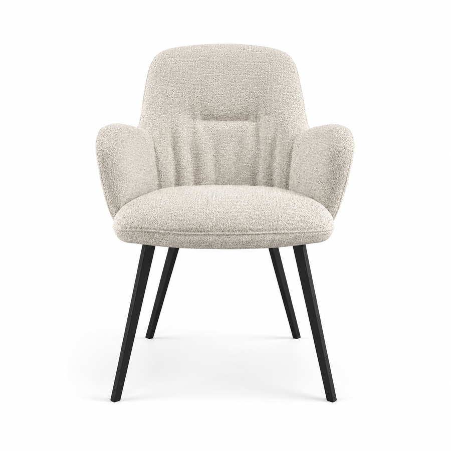 Mancini Dining Chair - Cream Oasis 01 Fabric - Black Metal Legs