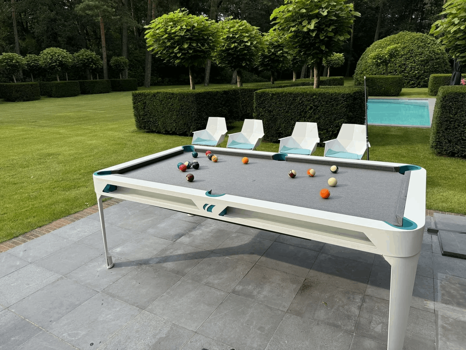 Outdoor Pool & Table de salle à manger 7FT Blanc