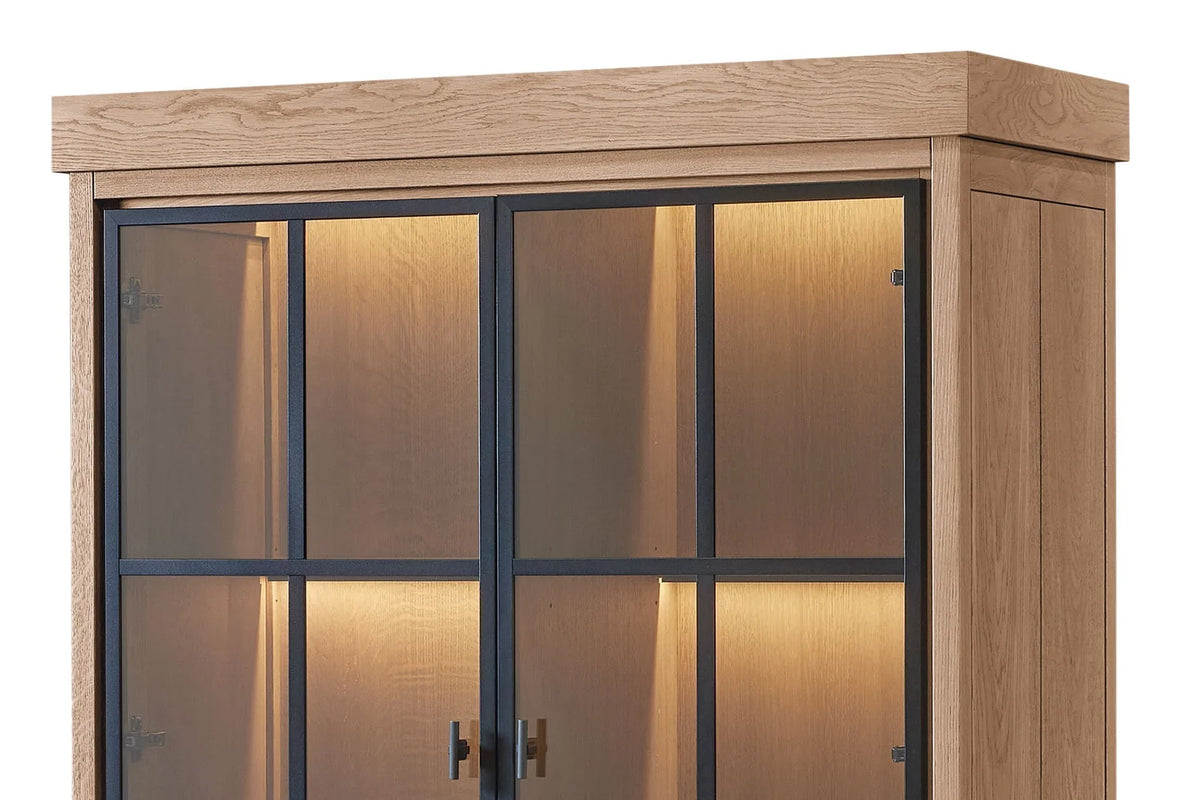 Vitrina Lancaster - Roble Natural Macizo - 112 x 50 x 203 cm