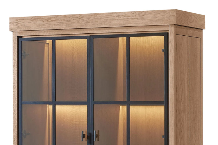 Vitrina Lancaster - Roble Natural Macizo - 112 x 50 x 203 cm
