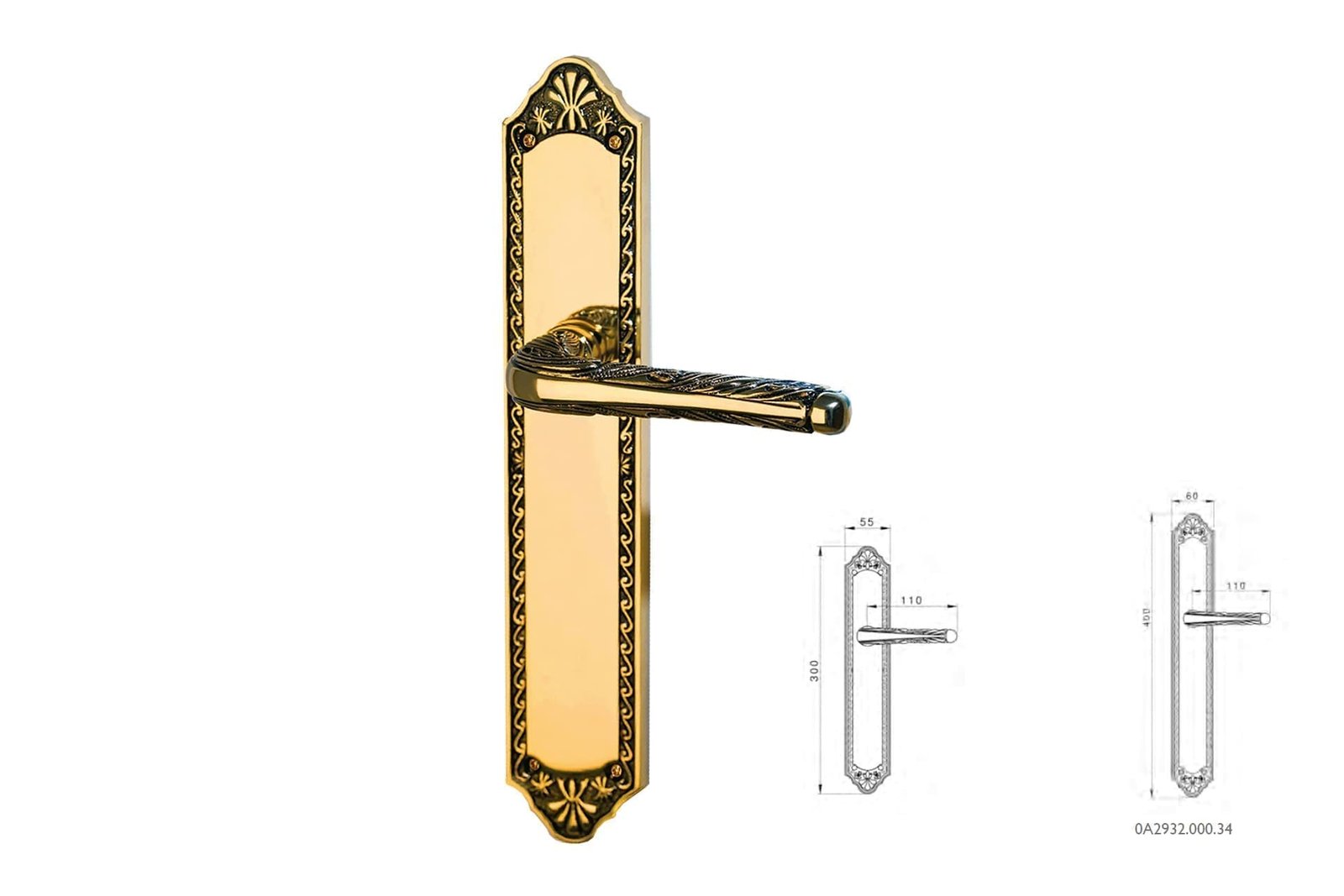 Porte lever handles set on plates - 0A3232