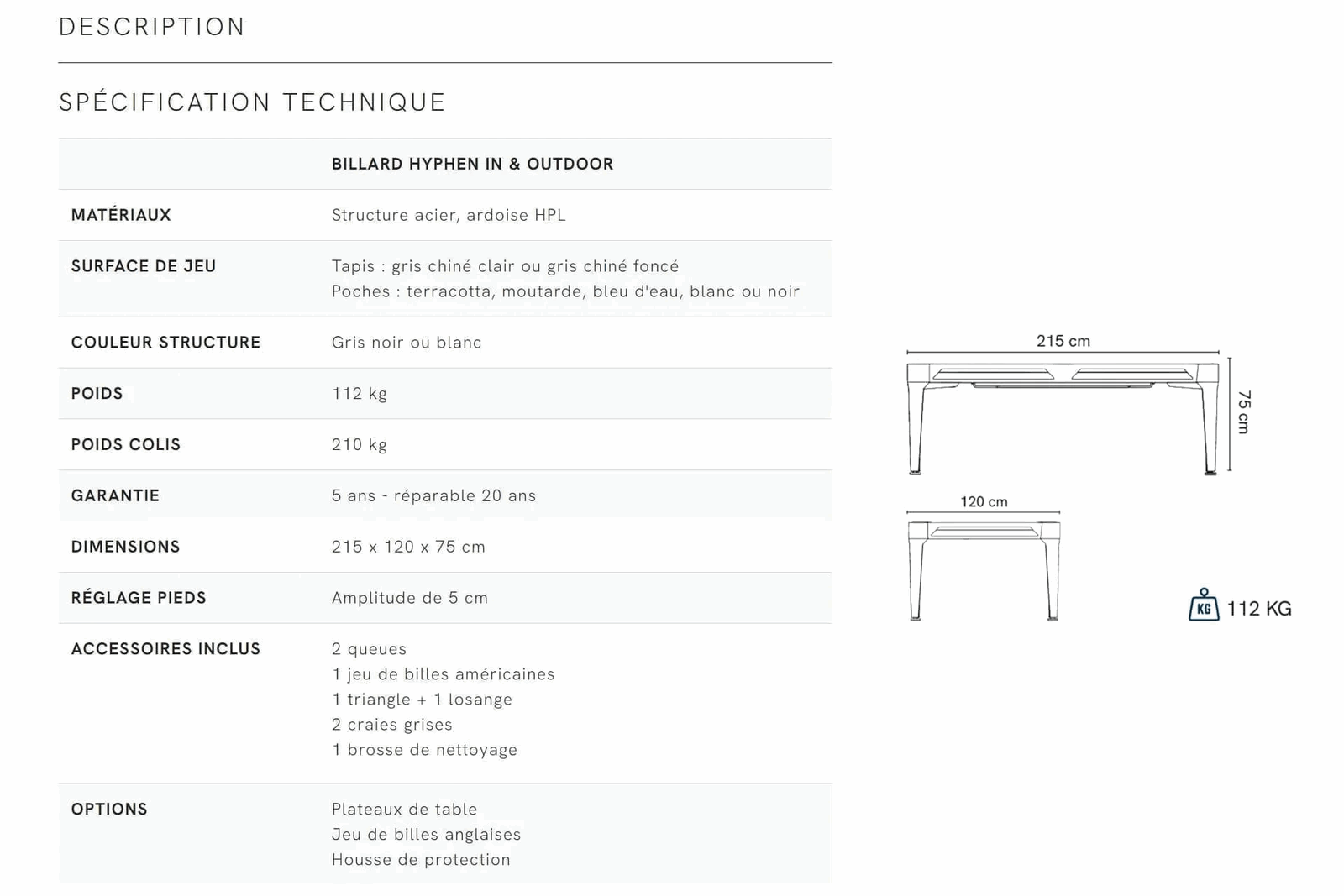 Outdoor Pool & Table de salle à manger 7FT Blanc