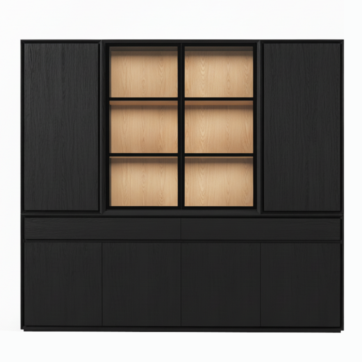 Mezor Large Showcase Cabinet - Black with Glass Display | Marcottestyle