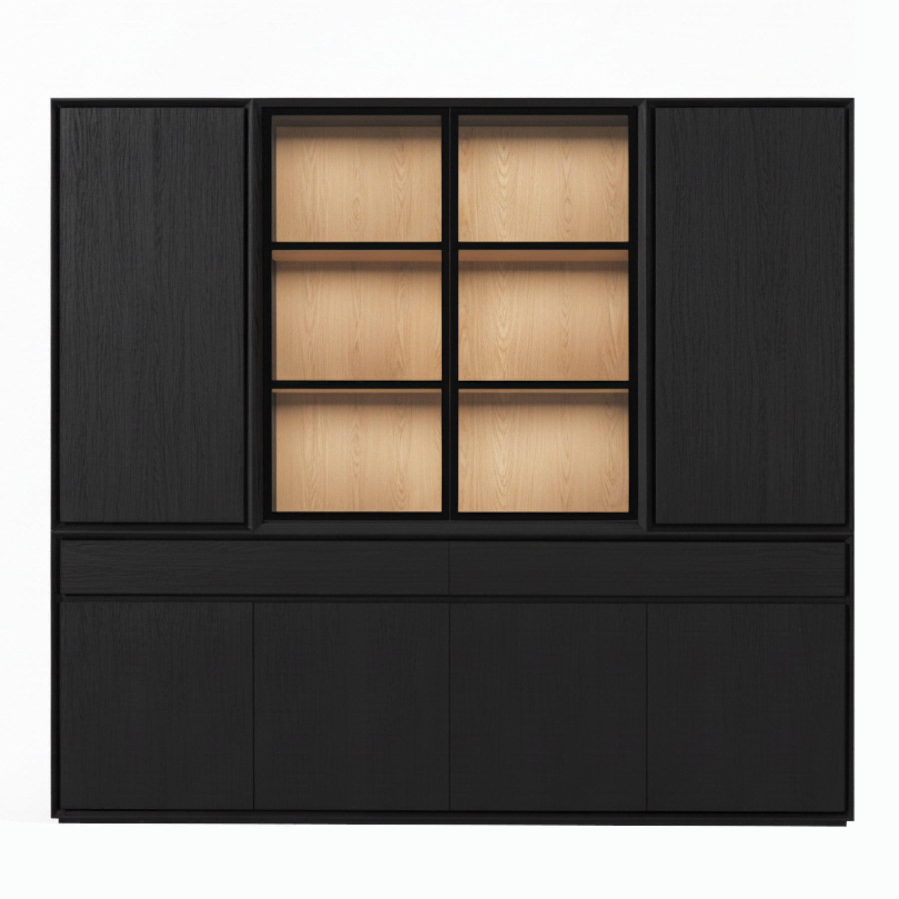Mezor Large Showcase Armoire - Noir avec Verre Display