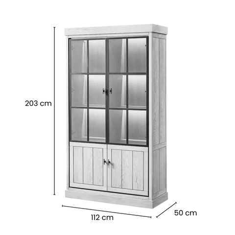 Lancaster Display Cabinet - Black Oak with 2 Glass Panel Doors