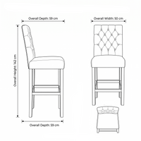 Bar Stool Mistral - Brown Fabric & Natural Oak Legs - 59 x 50 x 142 cm