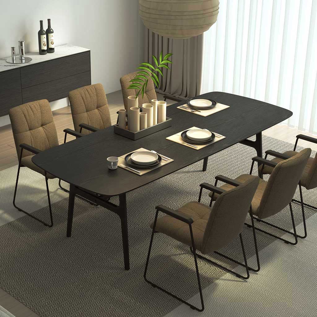 Baden dining table black ash detail