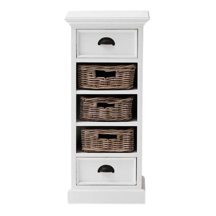 Halifax Storage Unit 3 Rattan Baskets - Wit | Marcottestyle