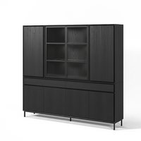 Navarre Large Showcase Cabinet - Black with Glass Display | Marcottestyle