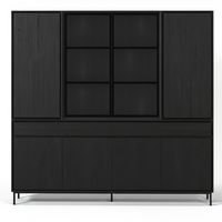 Navarre Large Showcase Cabinet - Black with Glass Display – front view | Marcottestyle