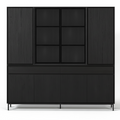 Navarre Large Showcase Cabinet - Black with Glass Display