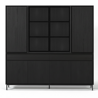 Navarre Large Showcase Cabinet - Black with Glass Display – front view | Marcottestyle
