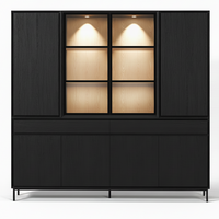 Navarre Large Showcase Cabinet - Black with Glass Display – front view | Marcottestyle