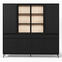 Navarre Large Showcase Cabinet - Black with Glass Display – front view | Marcottestyle
