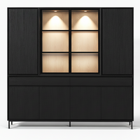 Navarre Large Showcase Cabinet - Black with Glass Display – front view | Marcottestyle