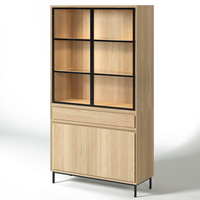 Navarre Small Showcase Armoire - Massif Chêne naturel avec Verre Display