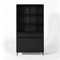 Navarre Small Showcase Cabinet - Black with Glass Display – front view | Marcottestyle