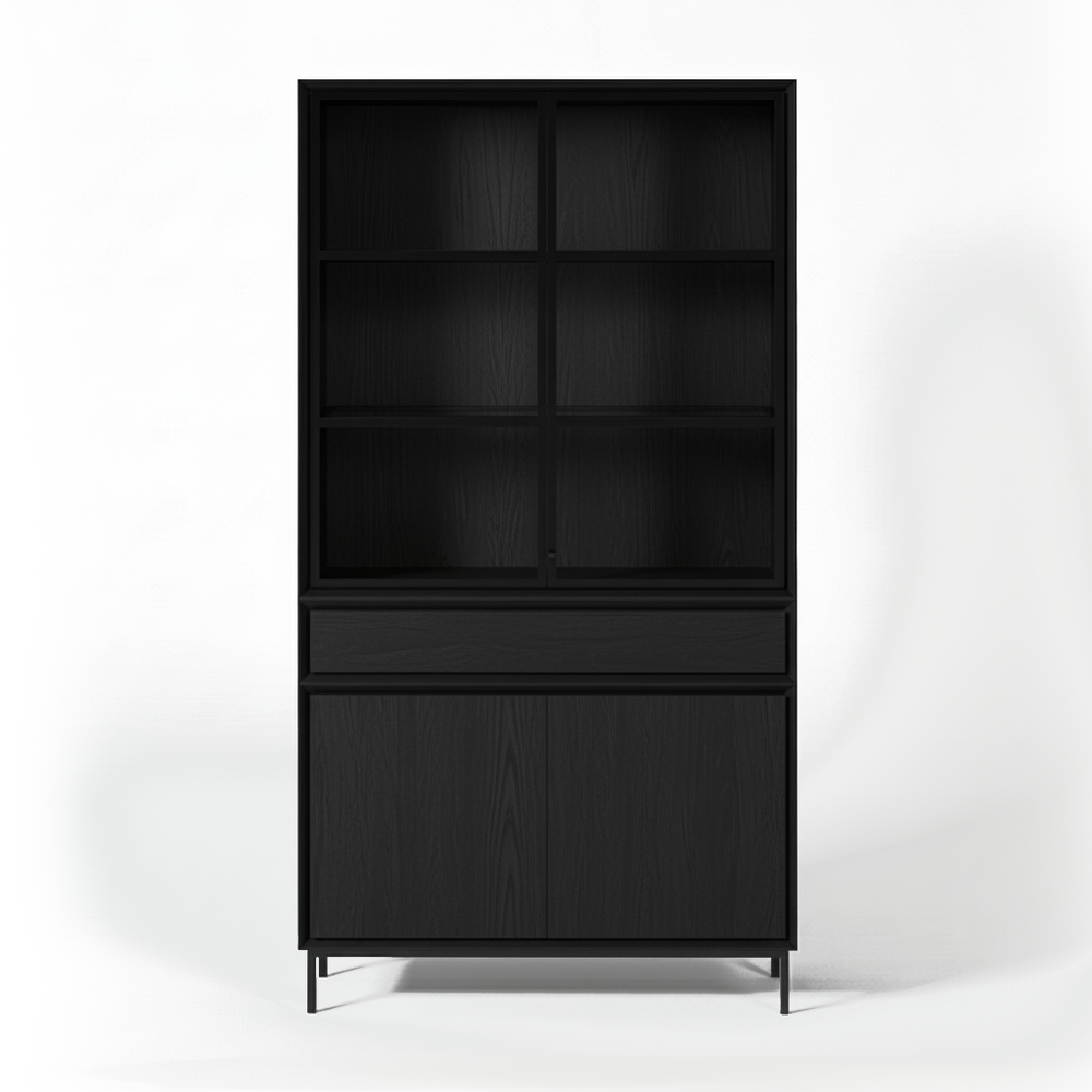 Navarre Small Showcase Cabinet - Black with Glass Display