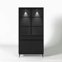 Navarre Small Showcase Cabinet - Black with Glass Display | Marcottestyle