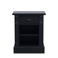 Nightstand Annecy in black, front view, 50 x 33 x 60 cm