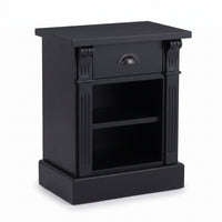 Nightstand Annecy in black, three-quarter view from the front left, 50 x 33 x 60 cm