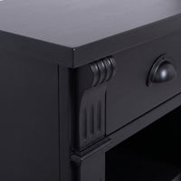 Nightstand Annecy in black, close-up of the finish and construction, 50 x 33 x 60 cm