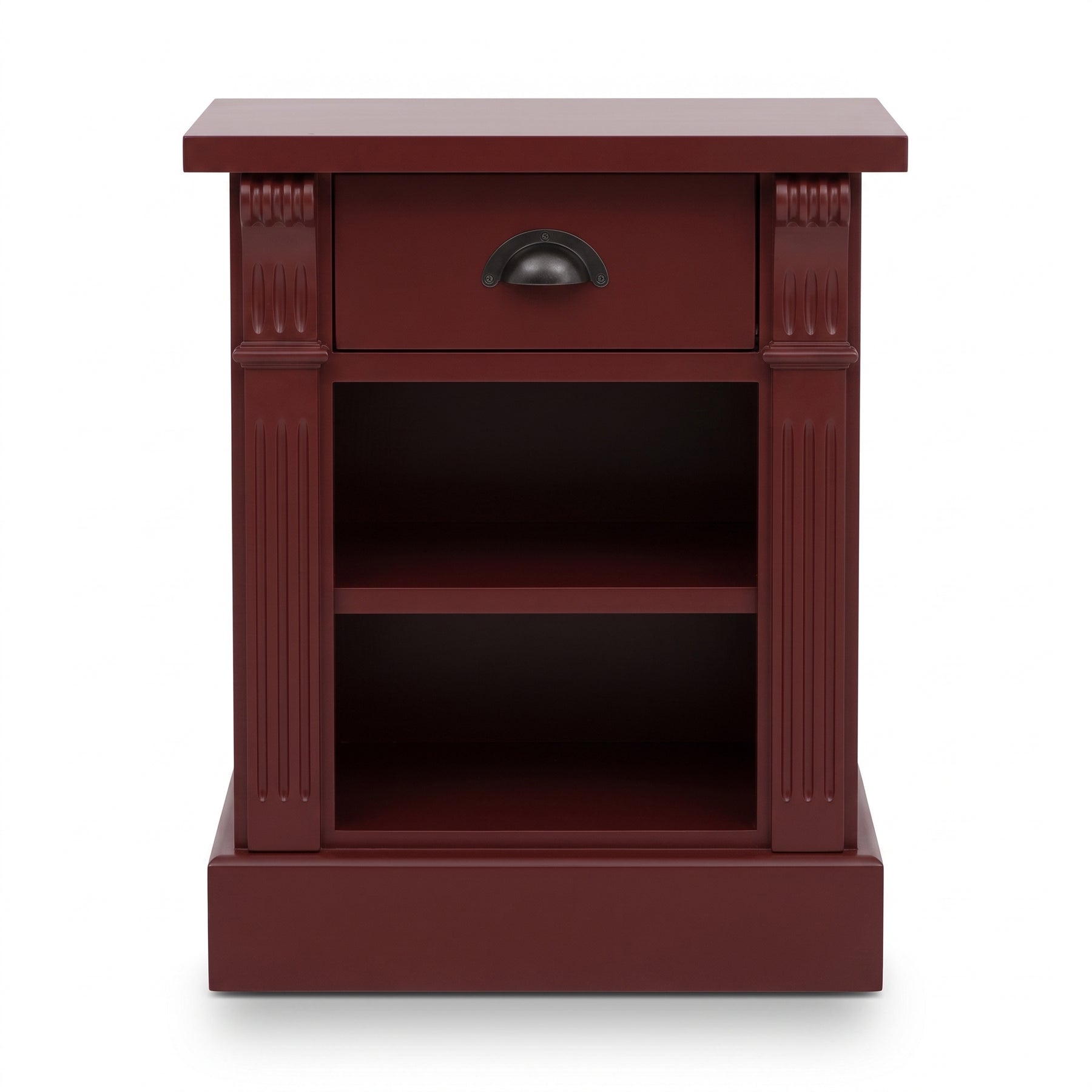 Nightstand Annecy in bordeaux, front view, 50 x 33 x 60 cm