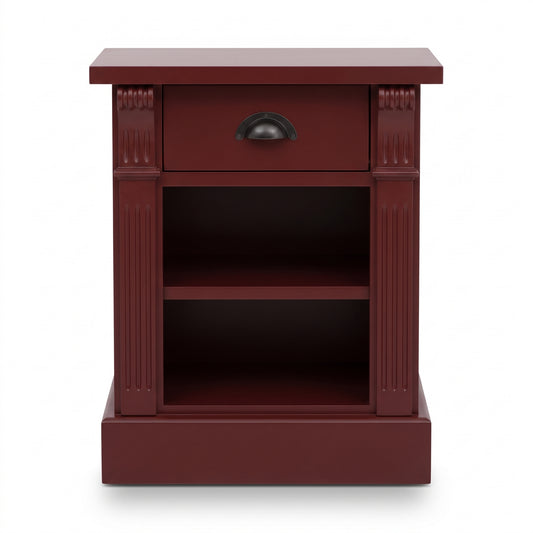 Nightstand Annecy in bordeaux, front view, 50 x 33 x 60 cm