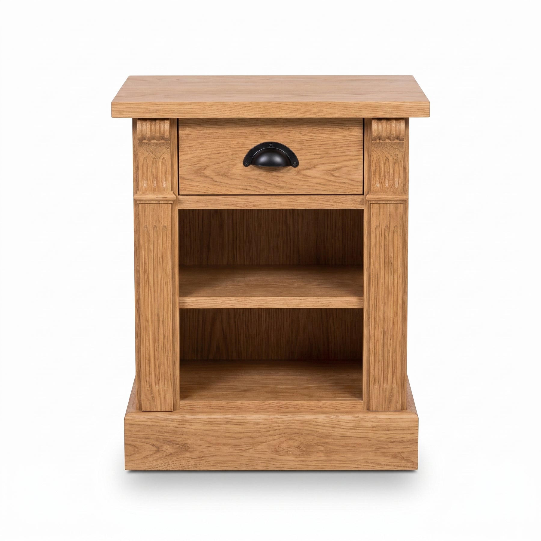 Nightstand Annecy in solid oak, front view, 50 x 33 x 60 cm