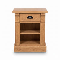 Nightstand Annecy in solid oak, front view, 50 x 33 x 60 cm