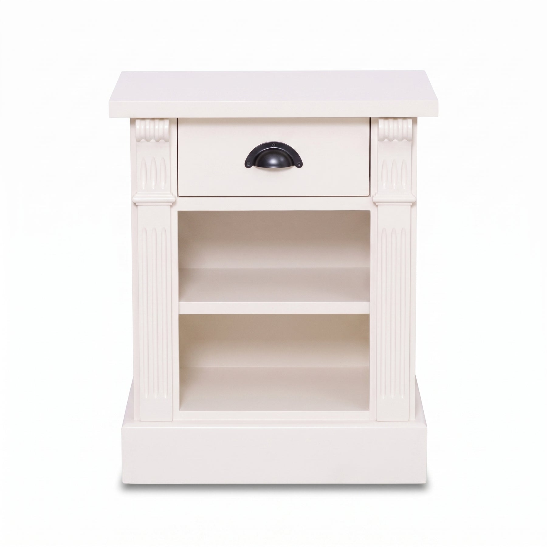 Nightstand Annecy in white, front view, 50 x 33 x 60 cm