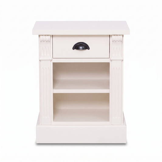Nightstand Annecy in white, front view, 50 x 33 x 60 cm