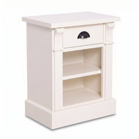 Nightstand Annecy in white, three-quarter view from the front left, 50 x 33 x 60 cm