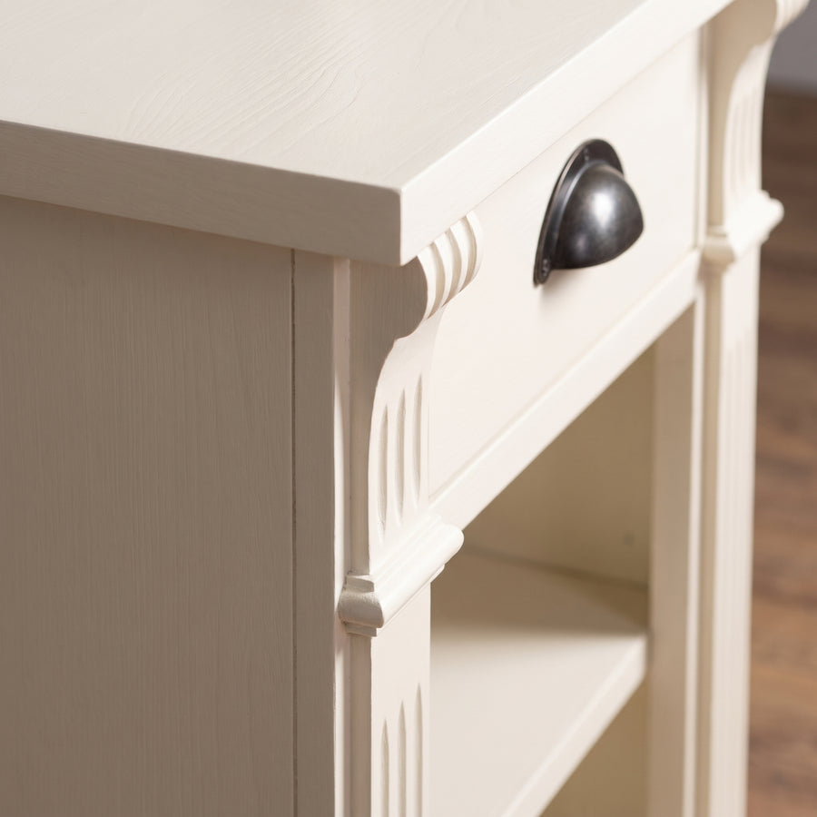 Nightstand Annecy in white, close-up of the finish and construction, 50 x 33 x 60 cm