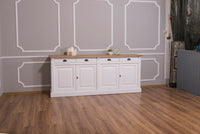 Wexford Buffet bas – Massif Chêne Top and Blanc Base | Classique 4-Porte Armoire de rangement