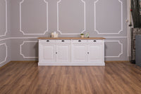 Wexford Buffet bas – Massif Chêne Top and Blanc Base | Classique 4-Porte Armoire de rangement