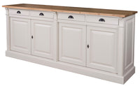 Wexford Buffet bas – Massif Chêne Top and Blanc Base | Classique 4-Porte Armoire de rangement