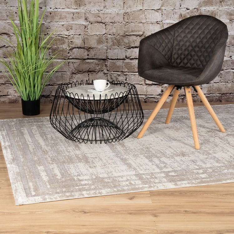 Low-Pile Rug - Alvora Taupe Border