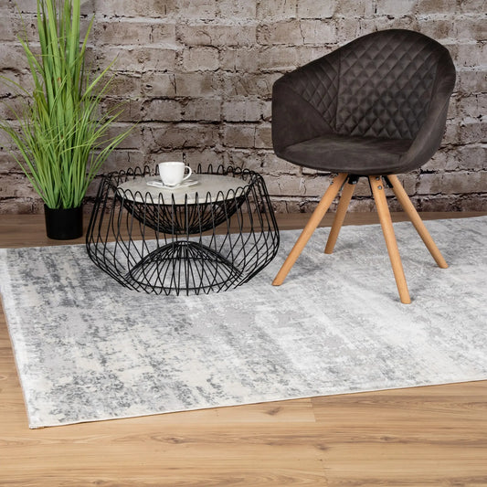 Low-Pile Rug - Alvora Silver Distressed