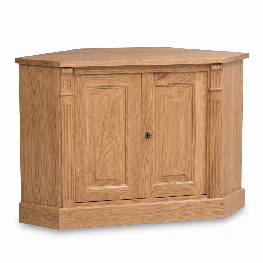 Sideboard Loches in solid oak, three-quarter view from the front left, 110 x 52 x 78 cm