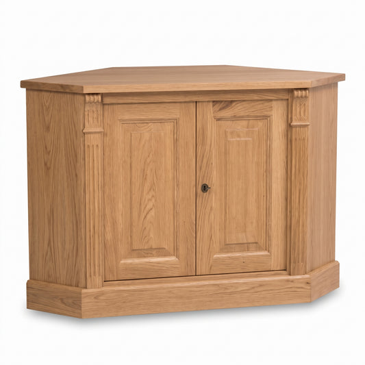 Sideboard Loches in solid oak, three-quarter view from the front left, 110 x 52 x 78 cm