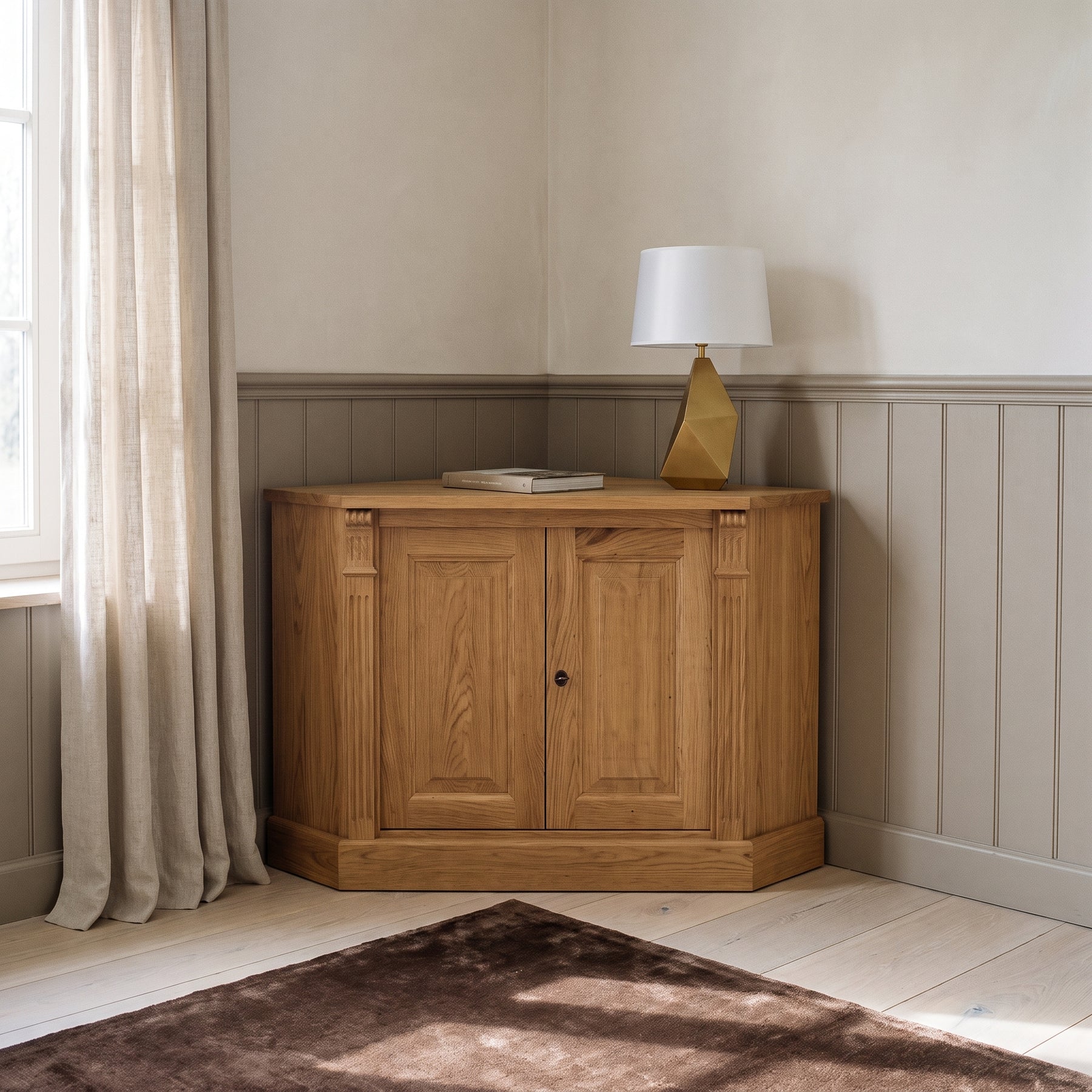 Sideboard Loches in solid oak, in an interior, 110 x 52 x 78 cm