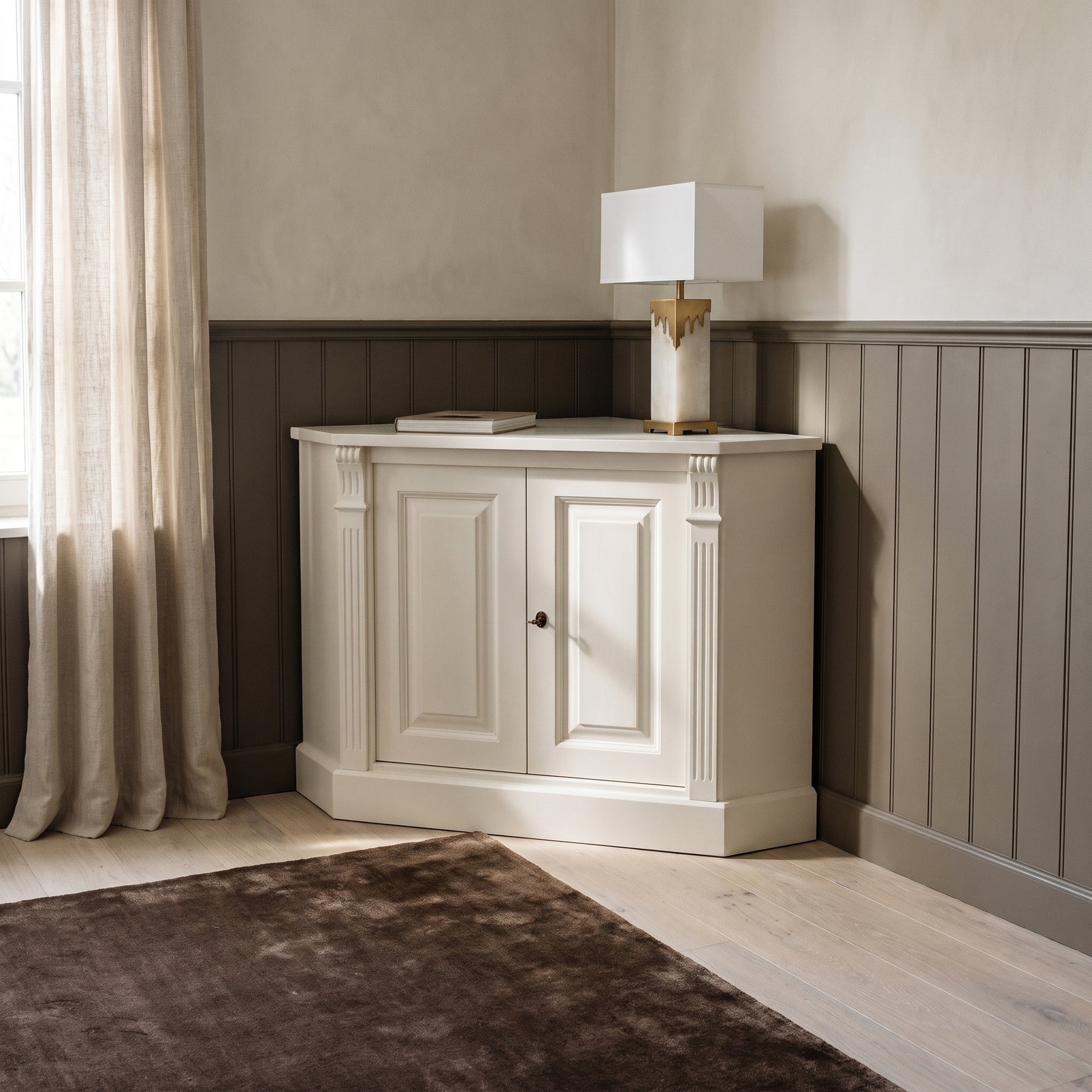 Sideboard Loches in white, in an interior, 110 x 52 x 78 cm