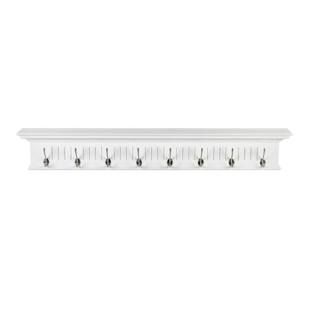 Skansen Provincial Coat Rack 8 Hooks in white solid mahogany